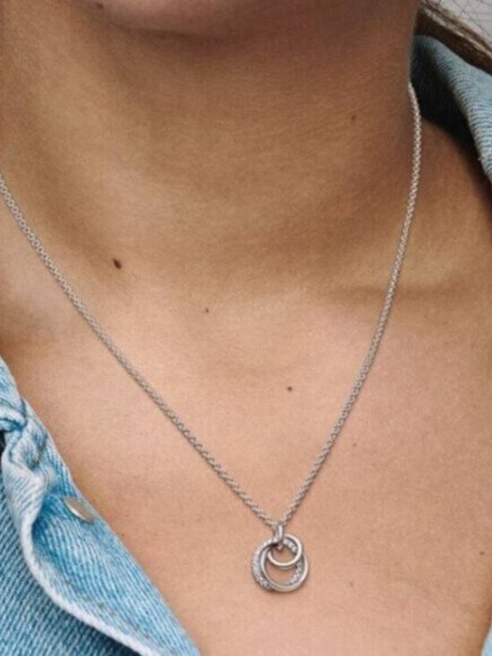 ✅NWT Pandora Pendant Necklace Pendant Silver Chain Cubic Zirconia Necklace - Picture 3 of 4